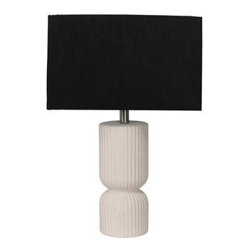 22" Fluted Cylinder Table Lamp, White/black