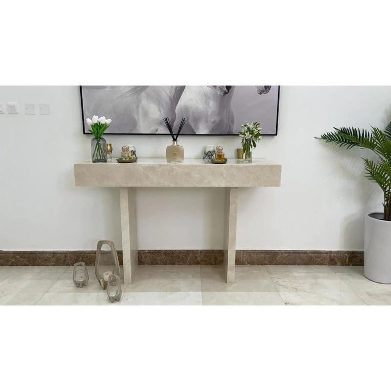 Spanish Off-White Marble Console Table By Alhome