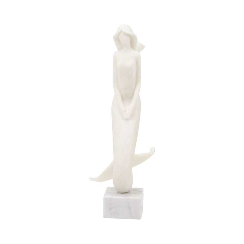 14" Caspian Mermaid Statuary, White