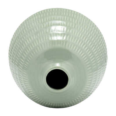 CER,7",STRIPE OVAL VASE,DARK SAGE