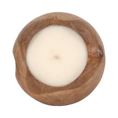 Teak, 8" Round Candle, Natural