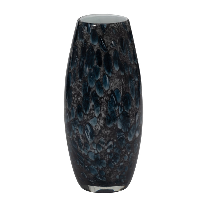 11" AMALDA LARGE BLUE GLASS VASE