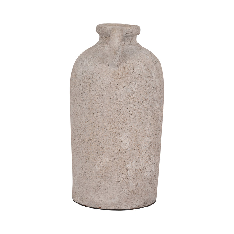 Terracotta, 16" Bottle Vase W/ Handle, Ivory