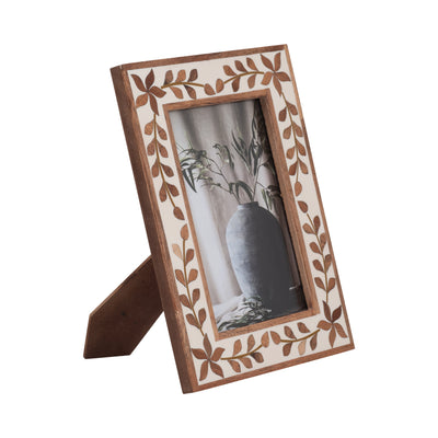 5x7 Wood Inlay Vine Photo Frame, Natural