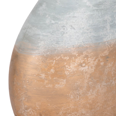 10" Gold Ombre Round Vase, White/gold