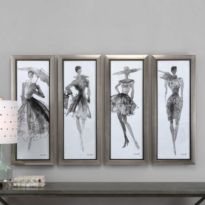 Fashion Sketchbook Framed Prints, S/4