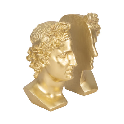 S/2 Resin, 9" Greek Goddess Bookends, Gold