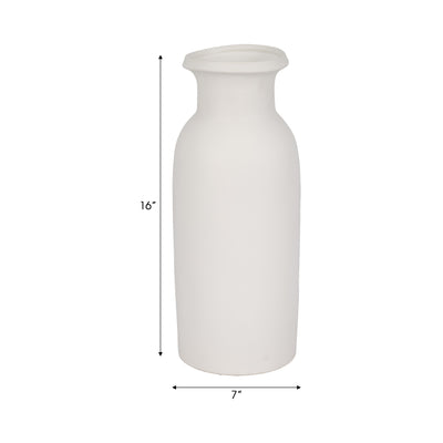 CER, 16"H TALL SLIM VASE, WHITE