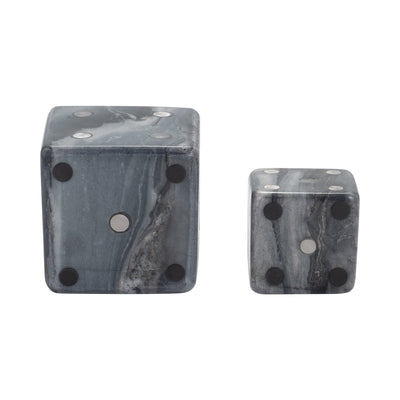 S/2 3/4" Mistry Grey Marble Dice