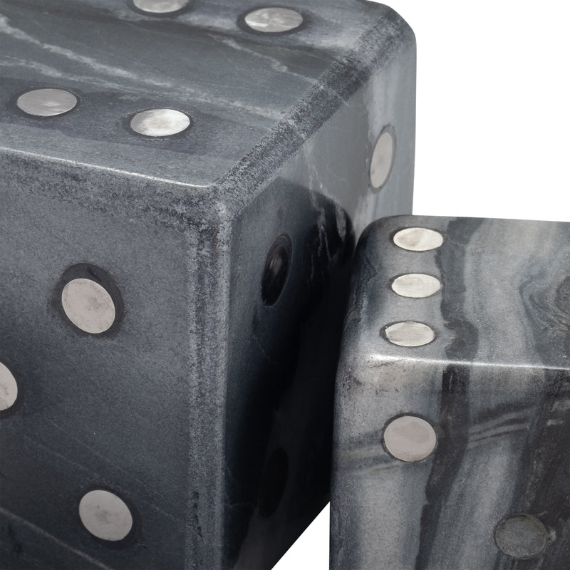 S/2 3/4" Mistry Grey Marble Dice