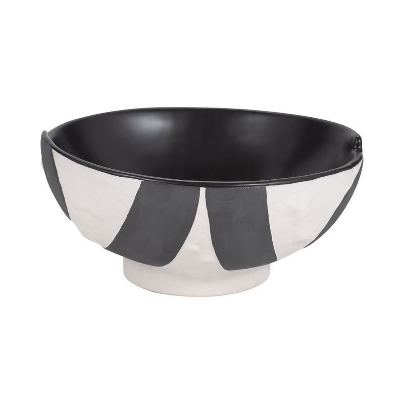 12" Contemporary Deep Bowl, Black/white