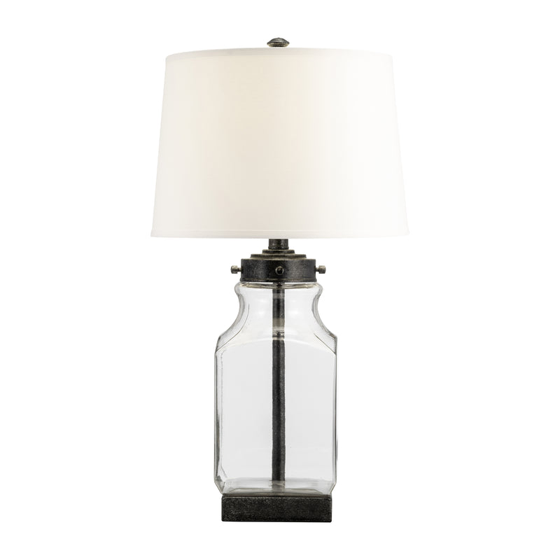 Glass, 30" Bottle Table Lamp, Clear/white