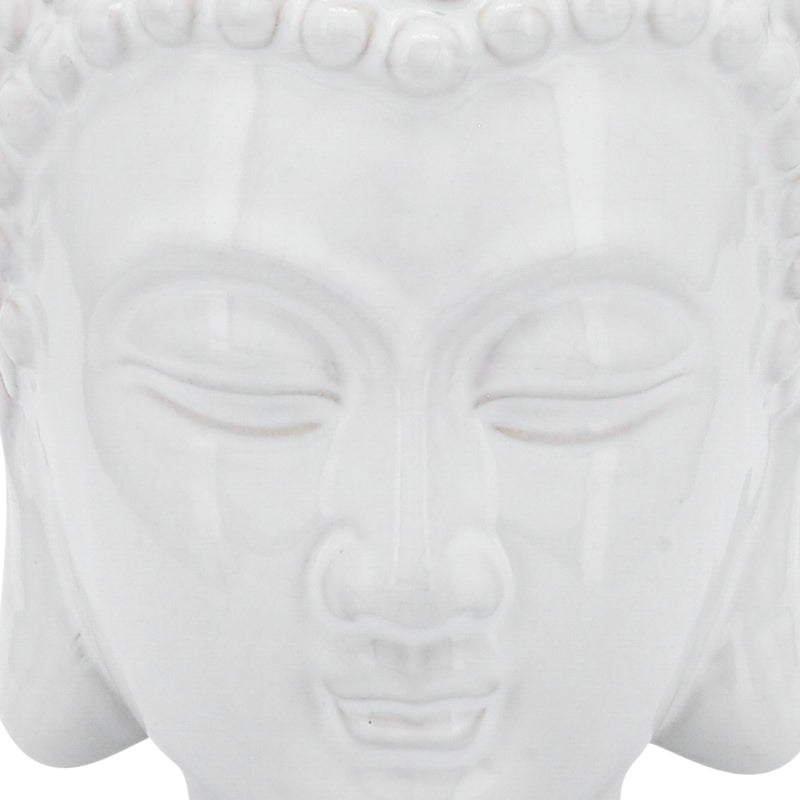 CERAMIC 10" BUDDHA HEAD, WHITE