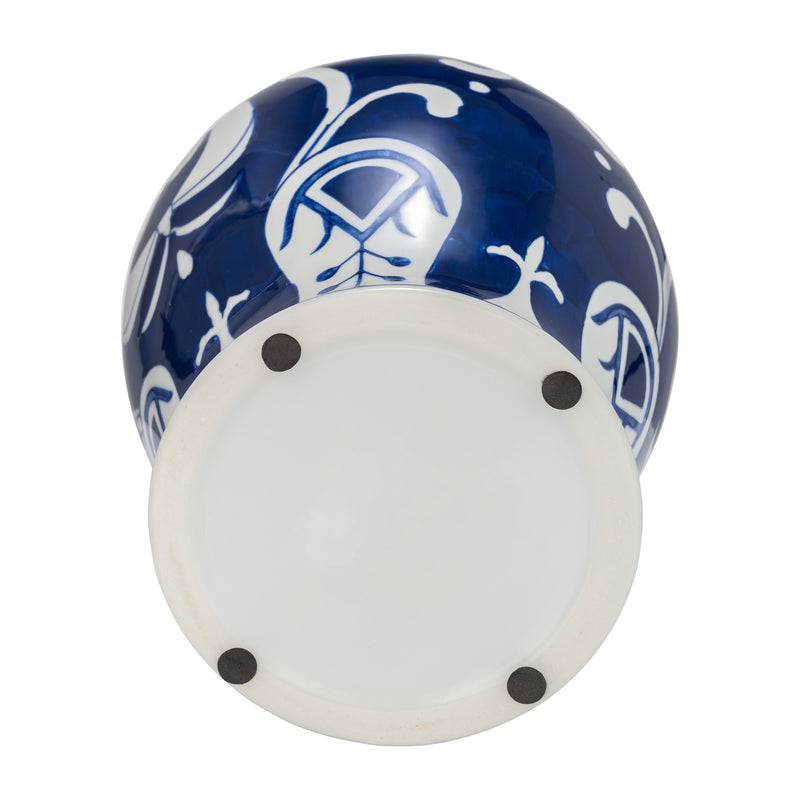 EC CER,14" WHITE/BLUE TEMPLE JAR