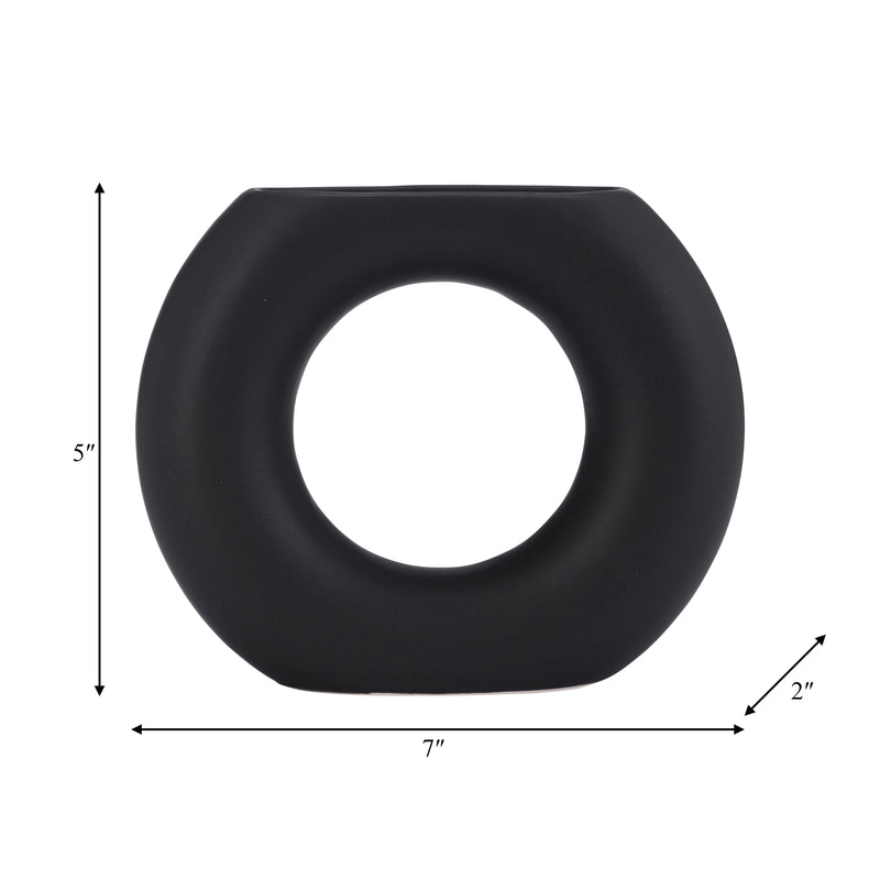 Cer, 5" Donut Vase, Black