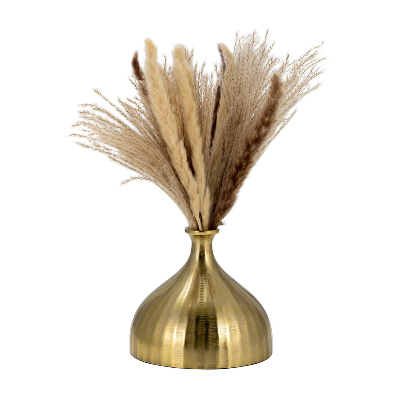 METAL, 7" BULBOUS VASE,GOLD