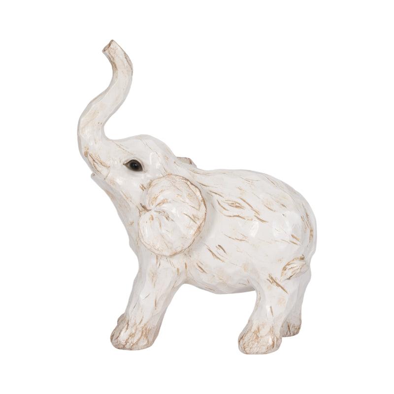 11" ELEPHANT FIGURINE , WHITE