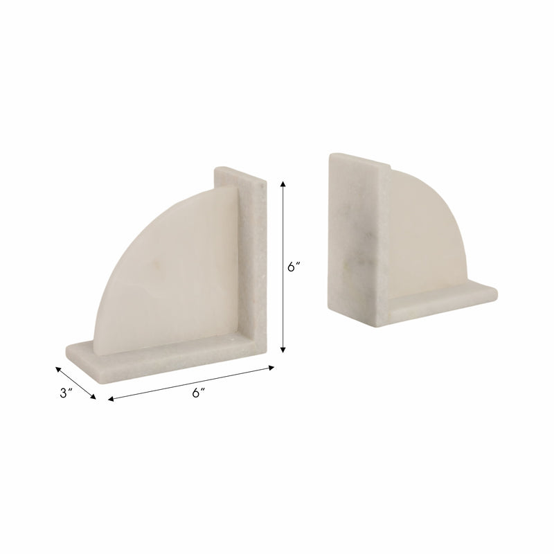 S/2 6" Alabaster Arc Bookends, White