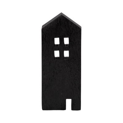 8" Wood House Decor, Black