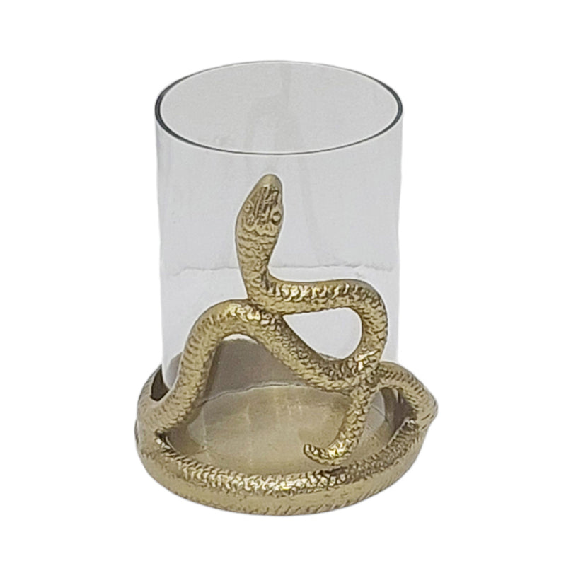 6" Snakearound Pillar Holder, Gold