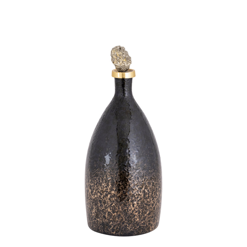 18" Arielle Medium Pyrite Stone And Glass Bottle