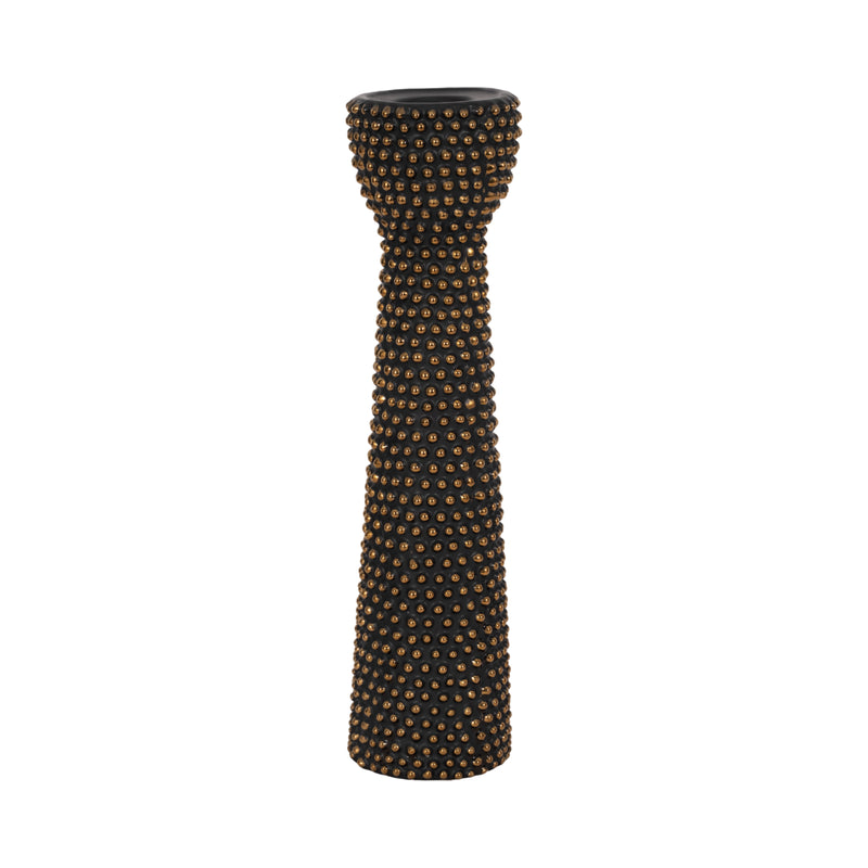 CERAMIC 16" SPIKE CANDLE HOLDER BLACK/GOLD