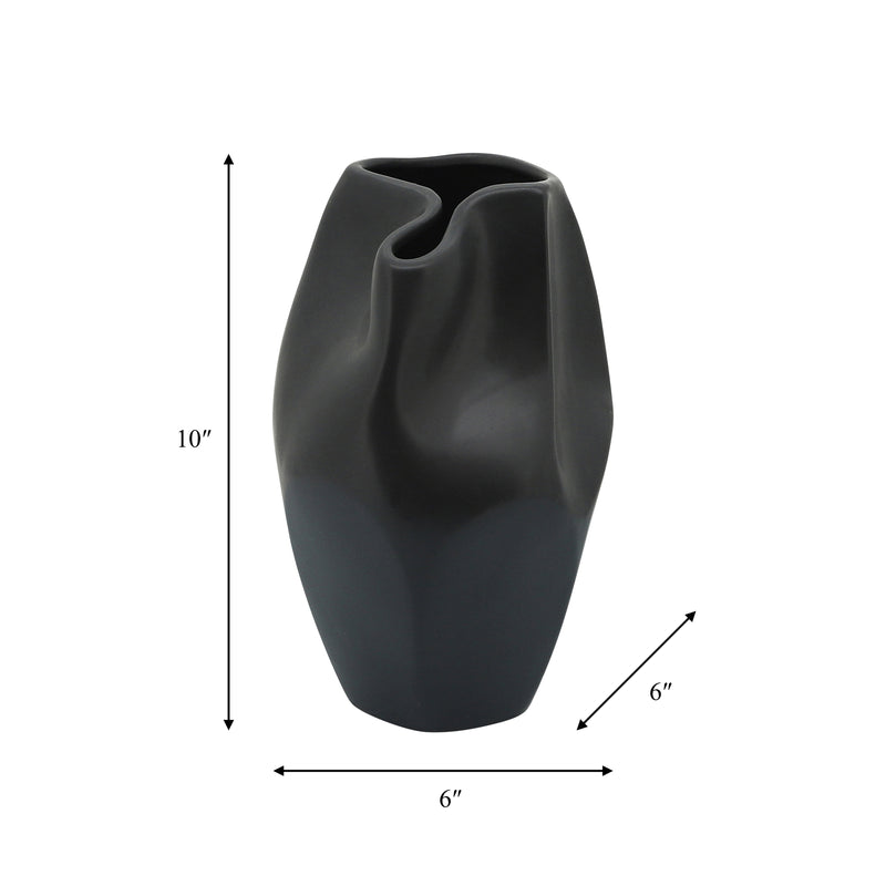 CER, 10"H ABSTRACT VASE, BLACK