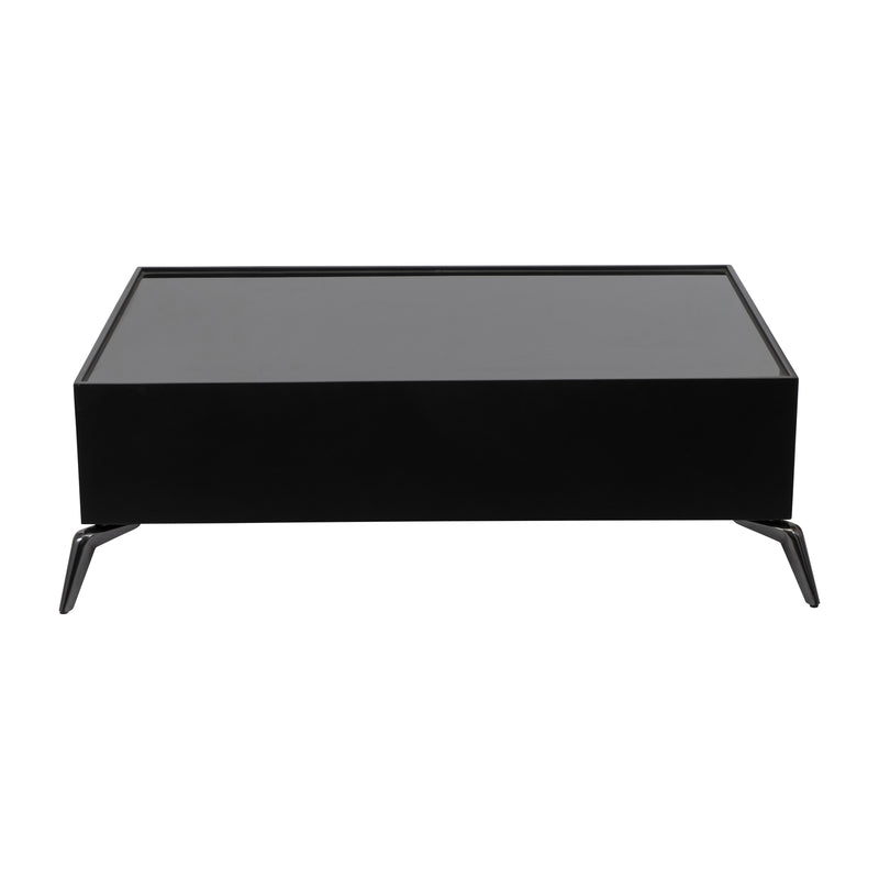 WOOD/GLASS, 47X16" COFFEE TABLE, BLK, KD