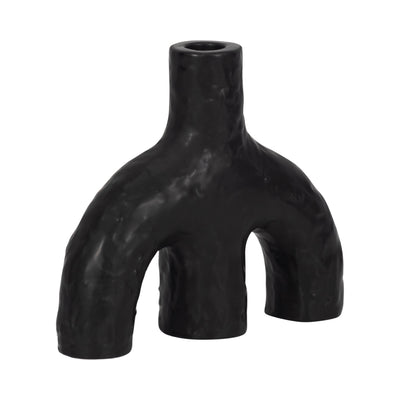 7" Volcano Texture Double Arched Taper Holder, Bla