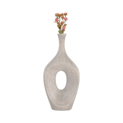 CER, 19" BEADED OPEN CUT VASE, SILVER