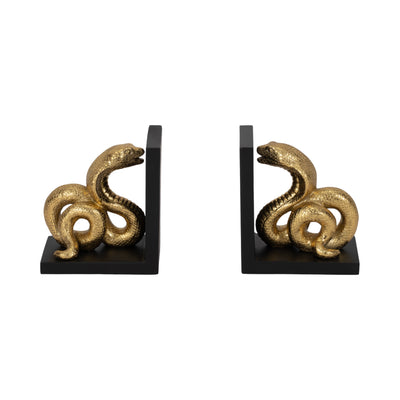 6" Snake Bookends, Gold/black