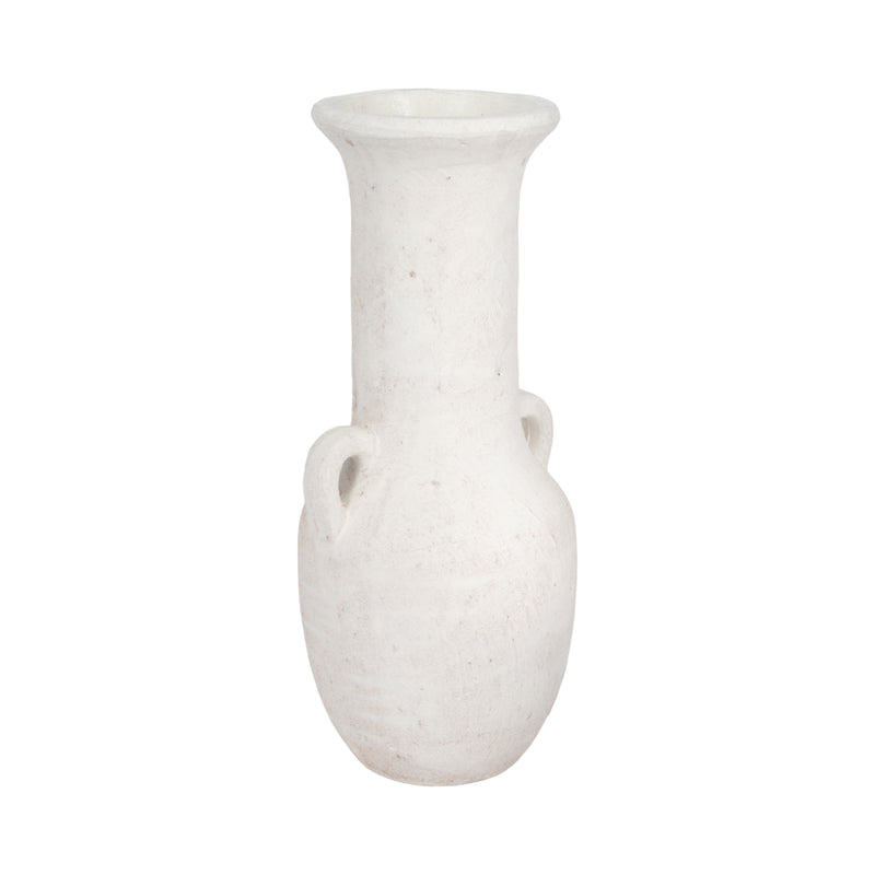 19" Terracotta Nomad Vase Rough Finish, White