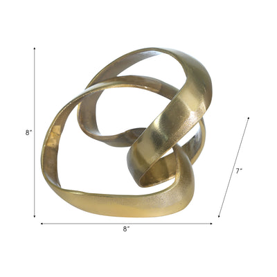 ALUMINUM KNOT SCULPTURE, 7", GOLD