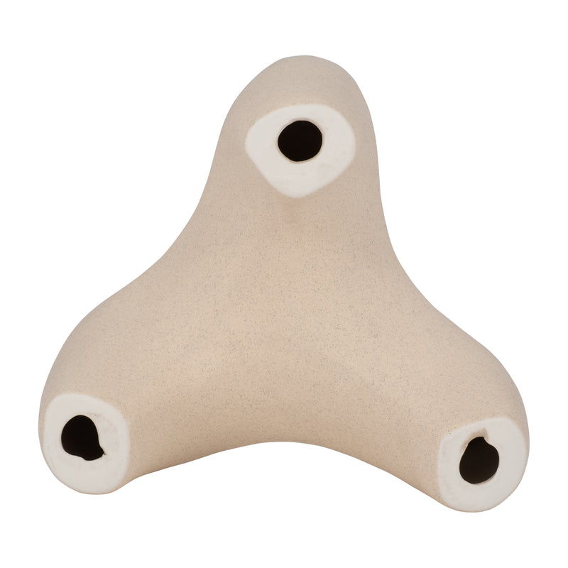 Stoneware, 6" 3-taper Candle Holder, Ivory