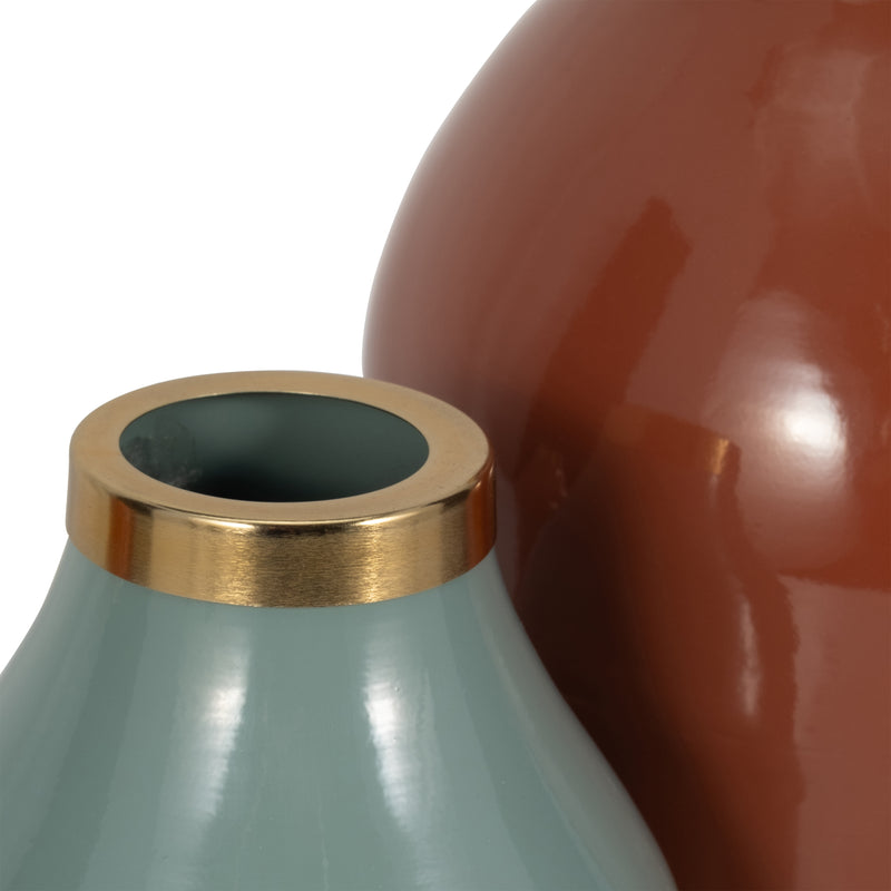 S/3 7/9/12" Jefford Metal Bottle Vases, Terracotta