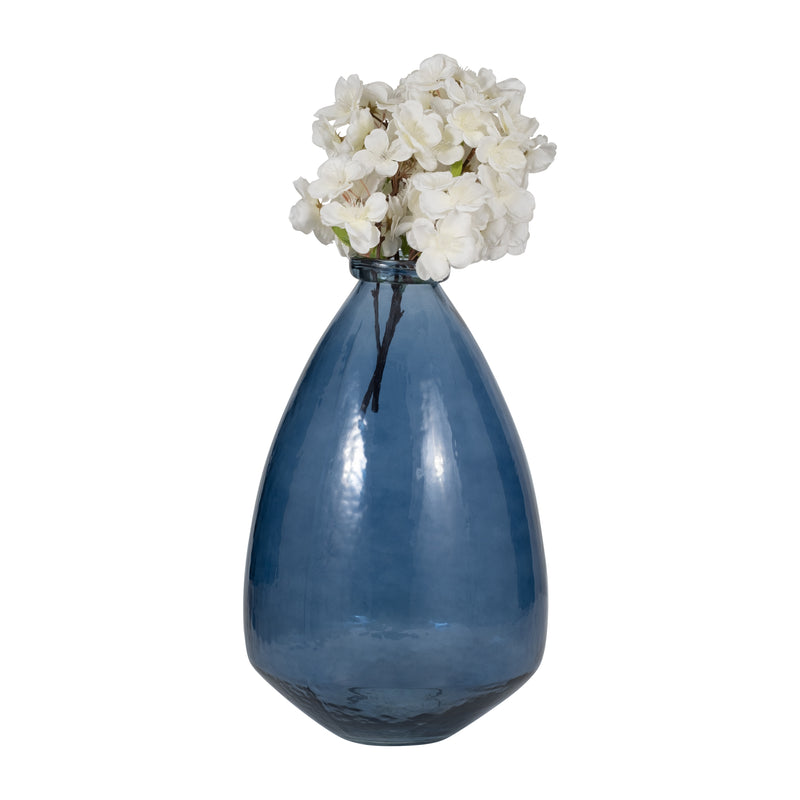 GLASS, 15" BALLOON VASE, BLUE