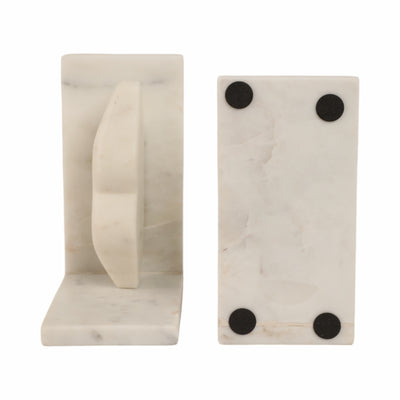 S/2 5" Lips Marble Bookends, White