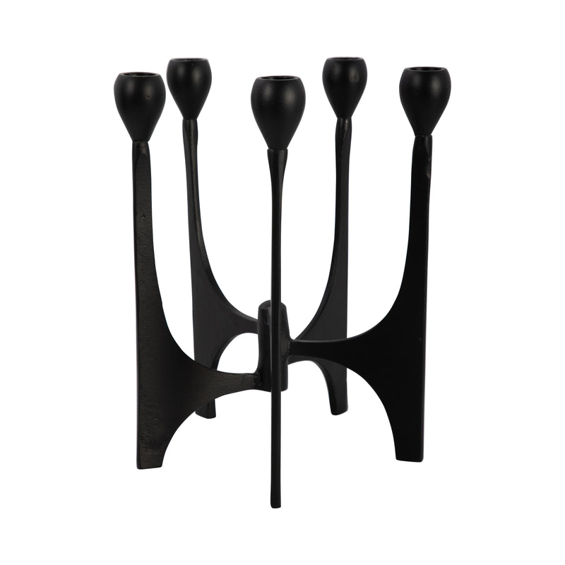 METAL, 11" 5-TAPER CANDELABRA, BLACK