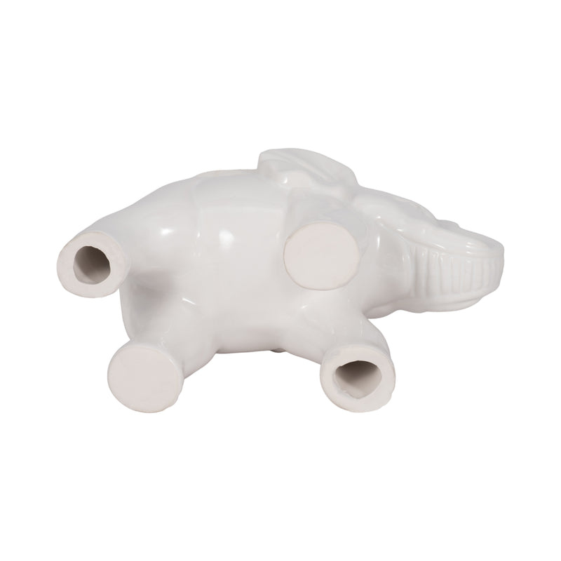 CERAMIC 7" ELEPHANT ANGEL FIGURINE, WHITE