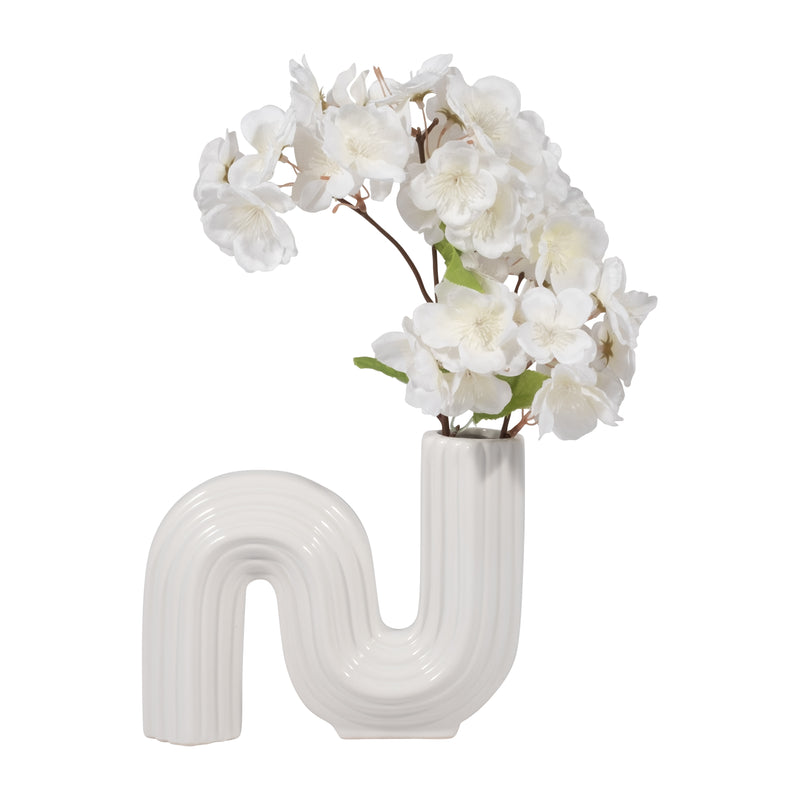 CER, 6" LOOPY VASE, WHITE