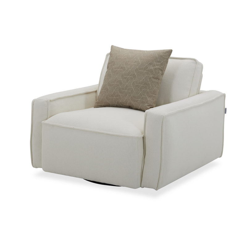 Moscow White Sectional + Swivel Chair