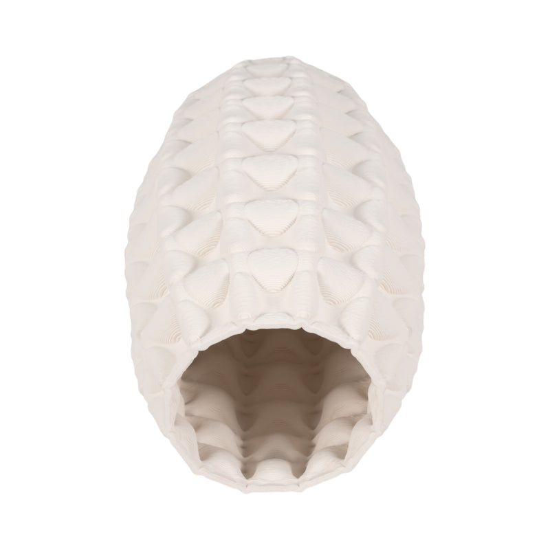 15" Alexander 3d Printed Vase, Ivory/beige