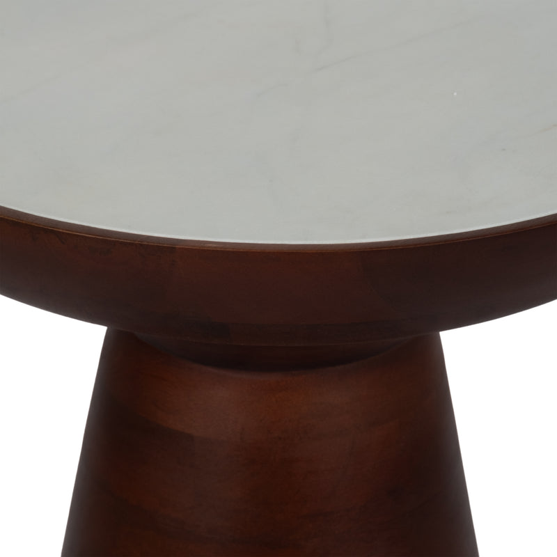 20" Wood Accent Table Marble Top, Walnut/white