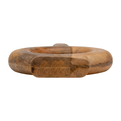 WOOD, 14"H DONUT SHAPED VASE, BROWN