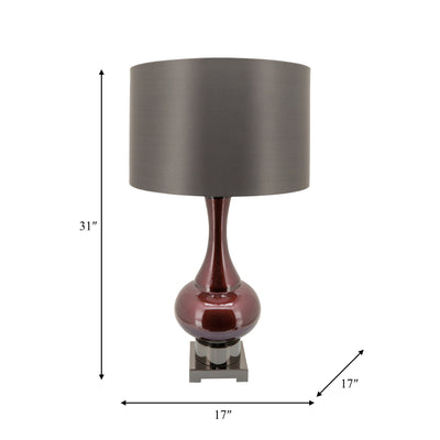 Glass 31" Genie Bottle Table Lamp, Burgundy