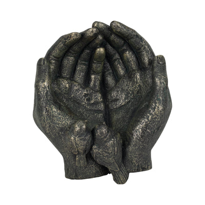 9" Giving Hands Birdfeeder, Bronze