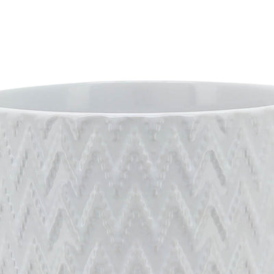 5" CHEVRON PLANTER W/ STAND, WHITE