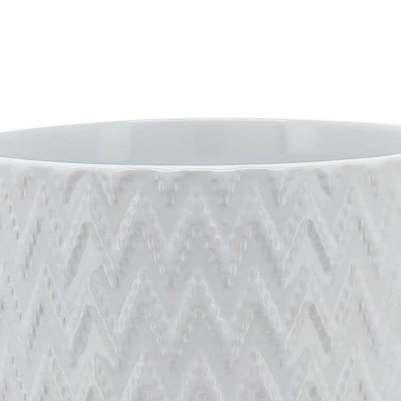 5" CHEVRON PLANTER W/ STAND, WHITE