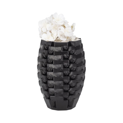 11" Ellesmere 3d Printed Vase, Black