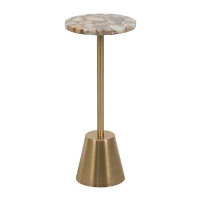 24" AGATE TOP POLISHED EDGE ACCENT TABLE, GOLD